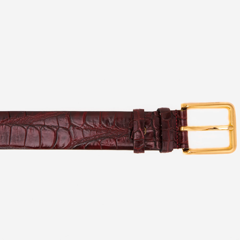 The Strat Burgundy Leather Belt On Sale