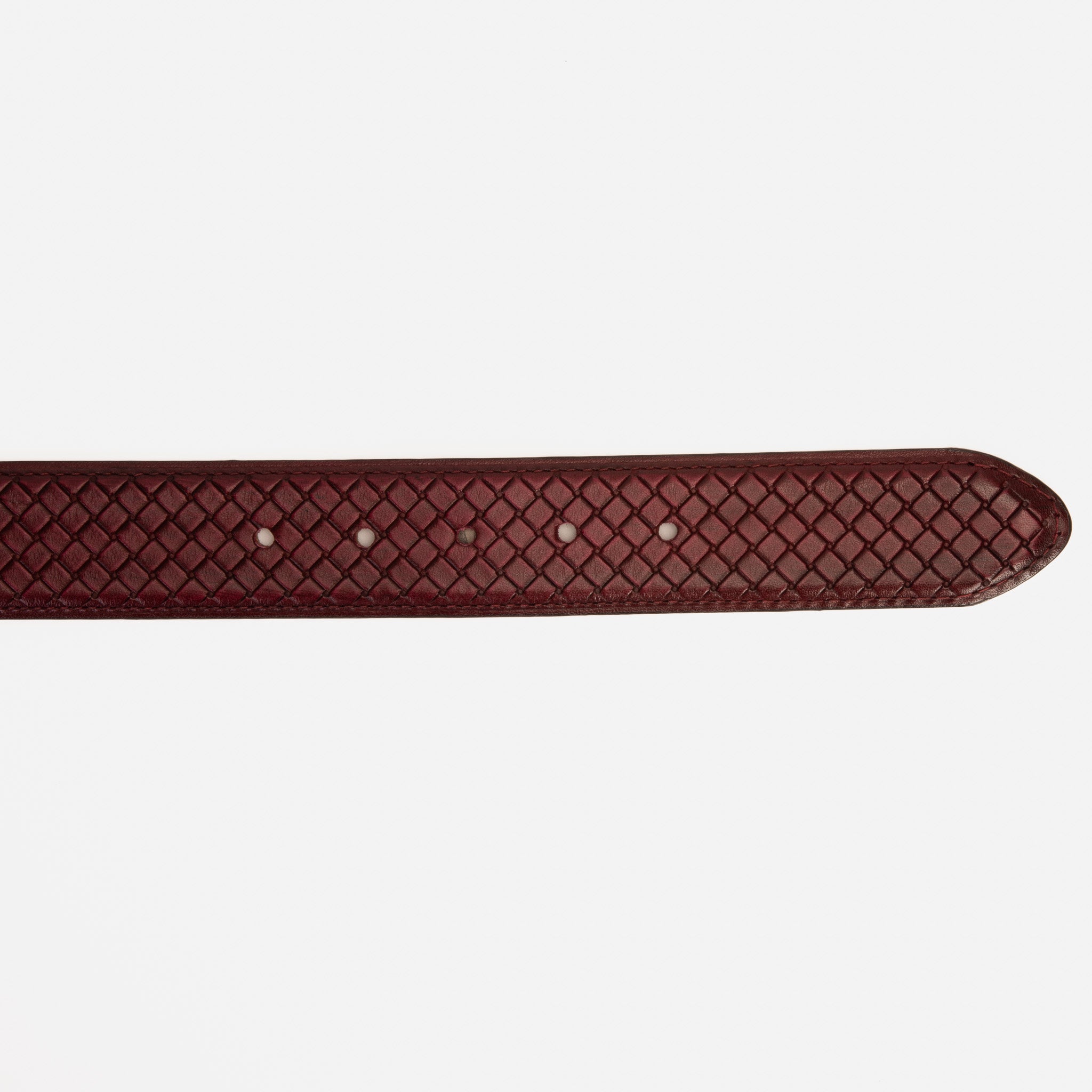The Layla Burgundy Woven Pattern Leather Belt Fine Craftsmanship