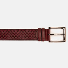 The Layla Burgundy Woven Pattern Leather Belt Fine Craftsmanship