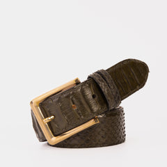 The Bethesda Green Pythn Snk Leather Belt On Sale
