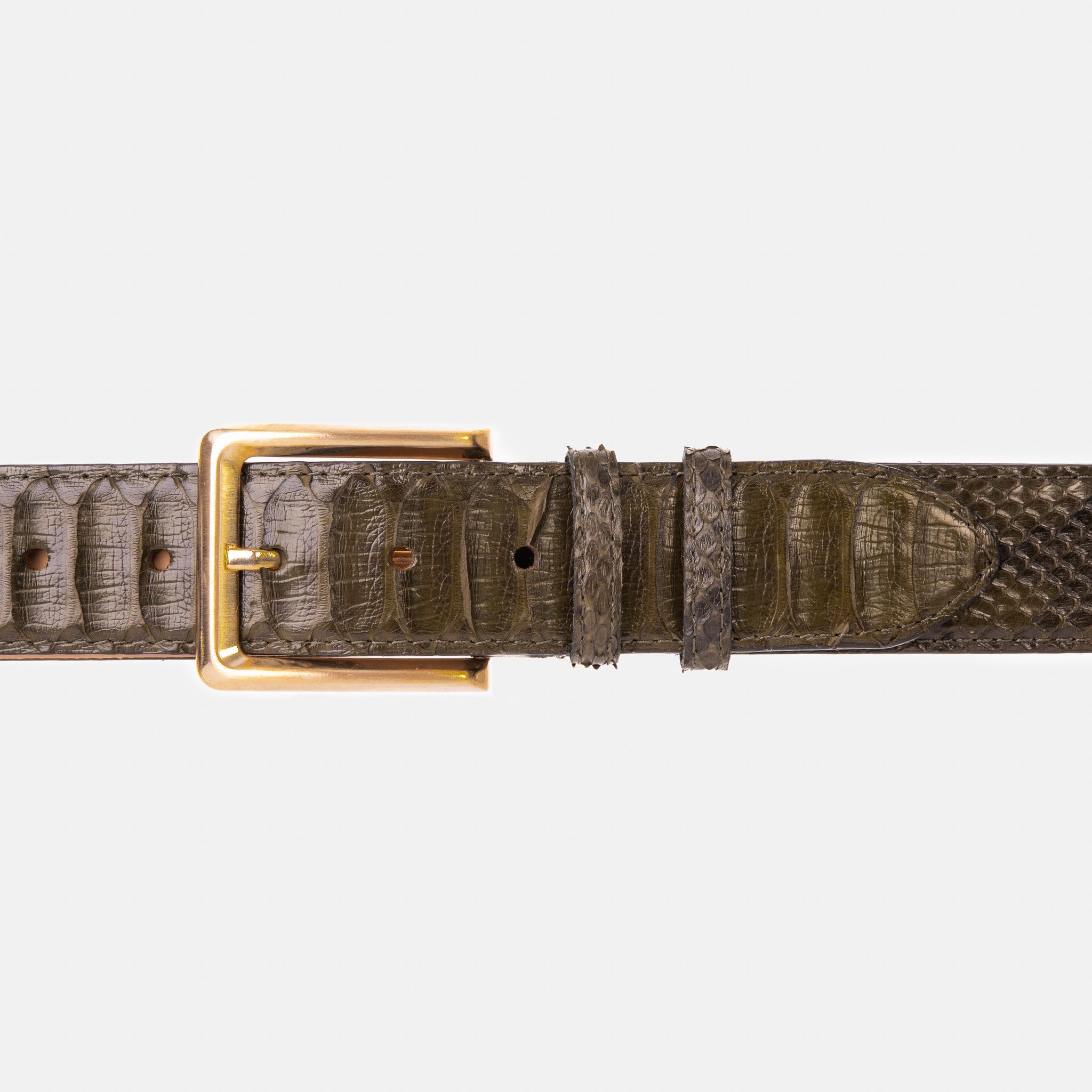 The Bethesda Green Pythn Snk Leather Belt On Sale