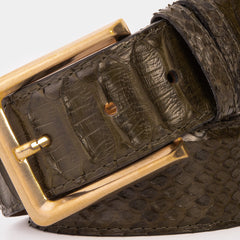 The Bethesda Green Pythn Snk Leather Belt On Sale