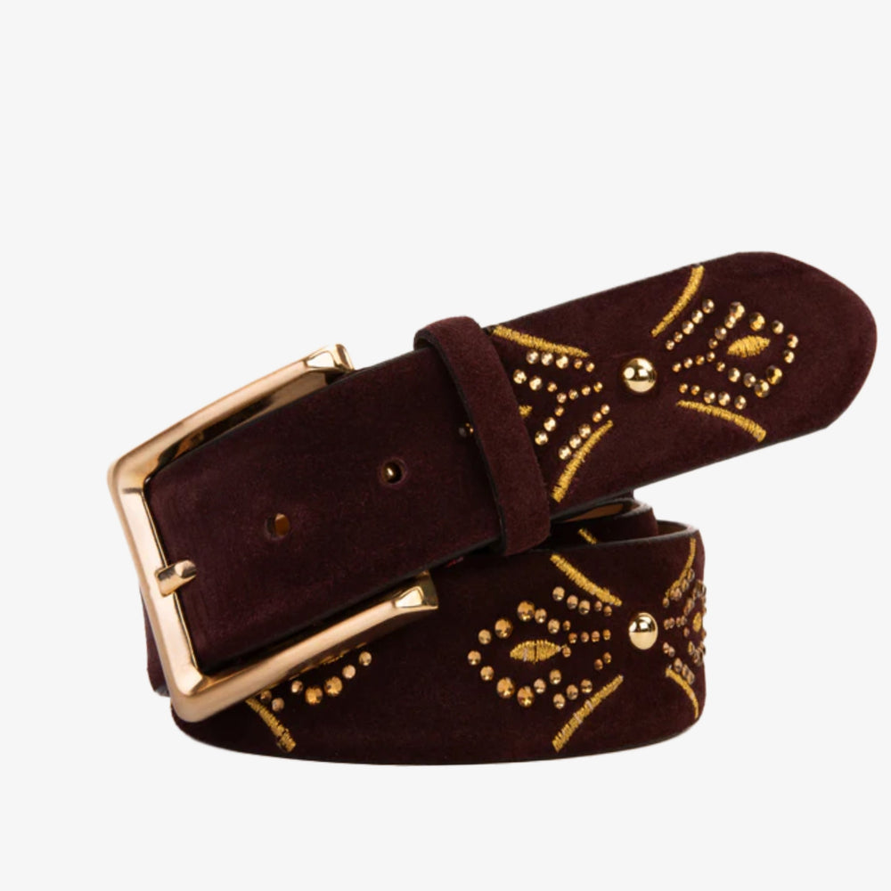 The Lazio Burgundy  Suede Leather Belt All New