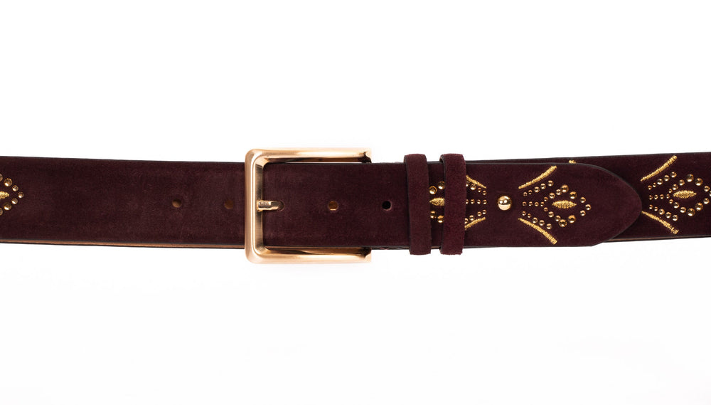 The Lazio Burgundy  Suede Leather Belt All New