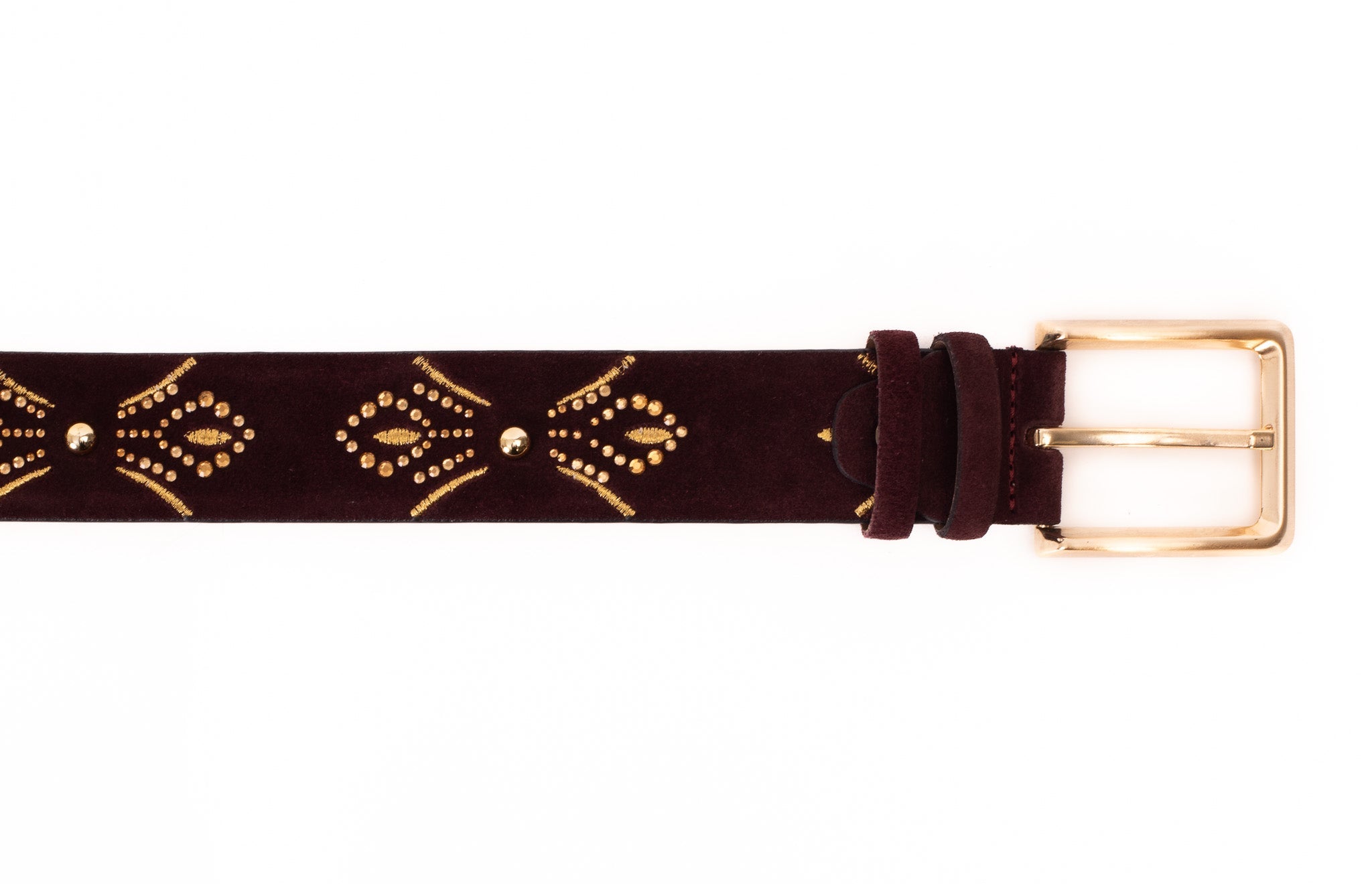 The Lazio Burgundy  Suede Leather Belt All New