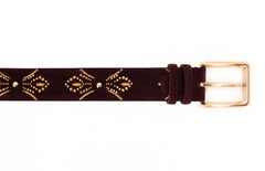 The Lazio Burgundy  Suede Leather Belt All New