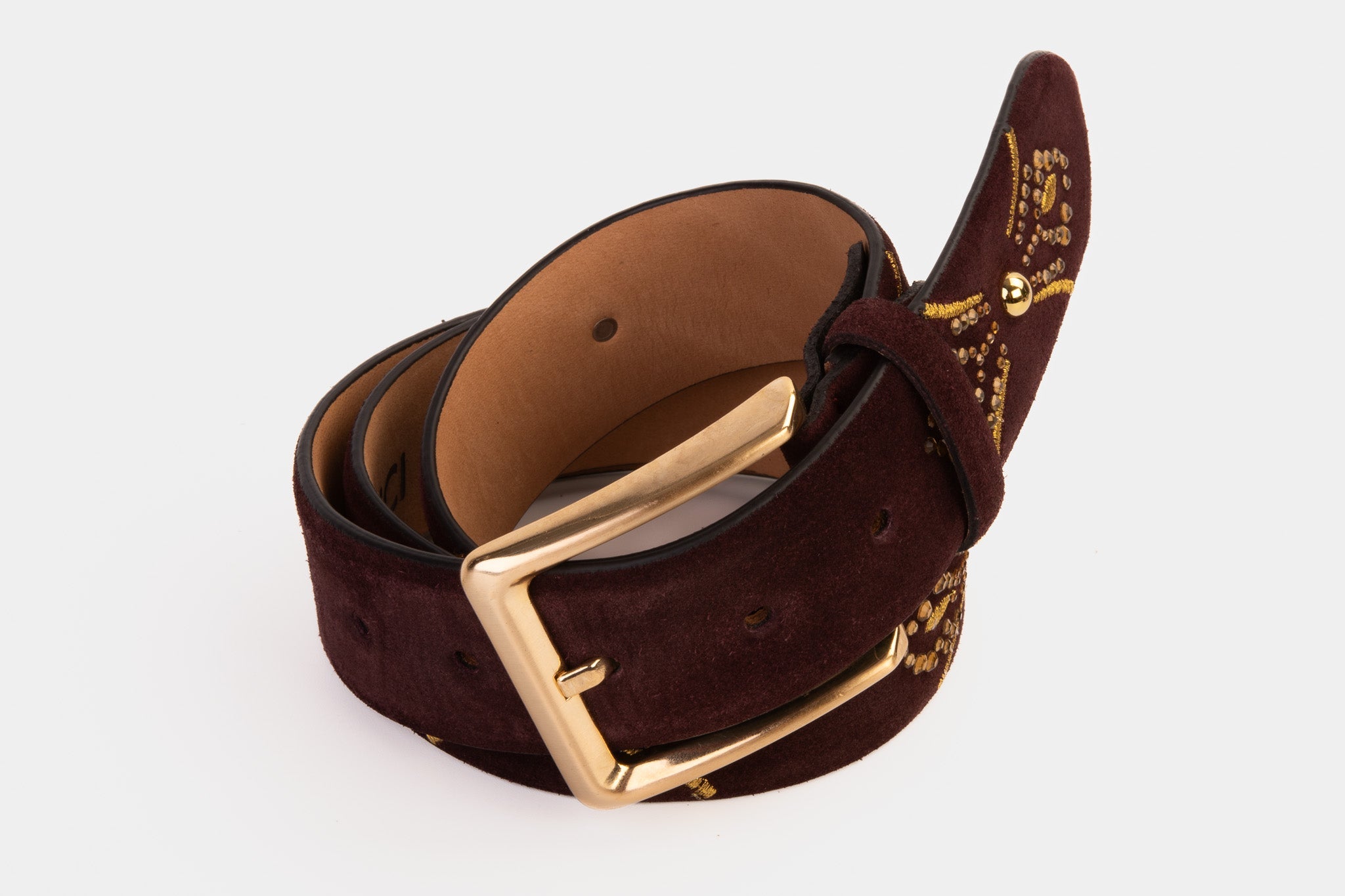 The Lazio Burgundy  Suede Leather Belt All New