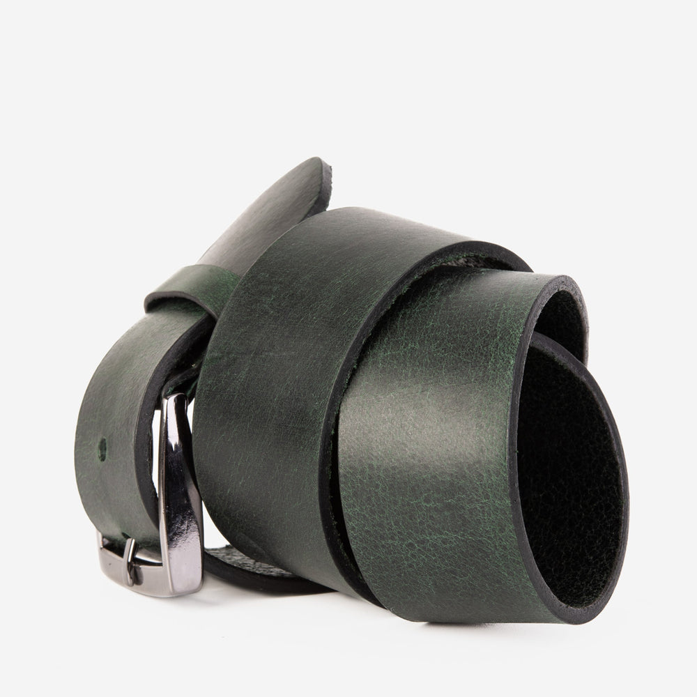 The Prime Forest Green Leather Belt Universal Fit