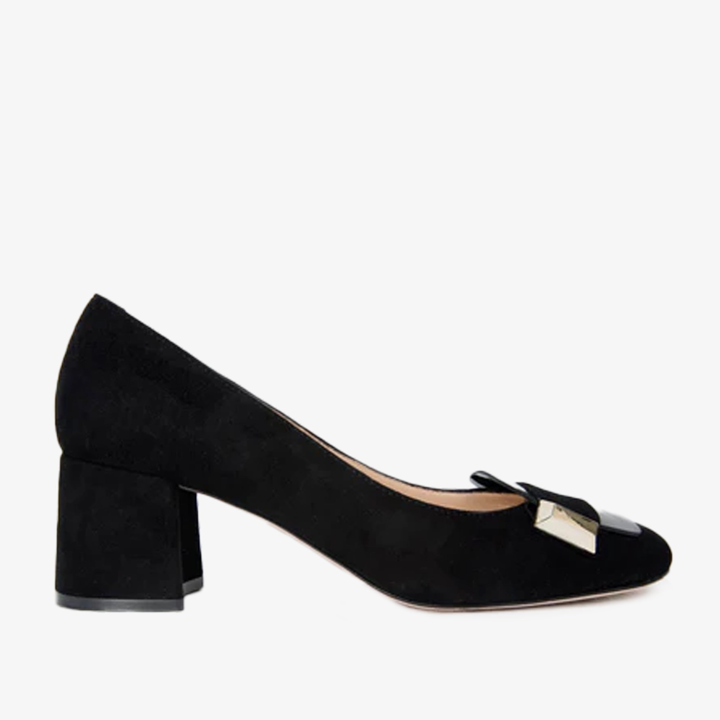 The Olney Black Suede Leather Block Heel Pump Shoe Exclusive Style