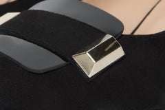 The Olney Black Suede Leather Block Heel Pump Shoe Exclusive Style