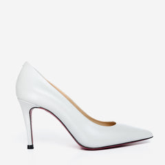 The Ege White Leather Pump Fuchsia Sole Shoe On Sale
