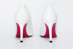 The Ege White Leather Pump Fuchsia Sole Shoe On Sale