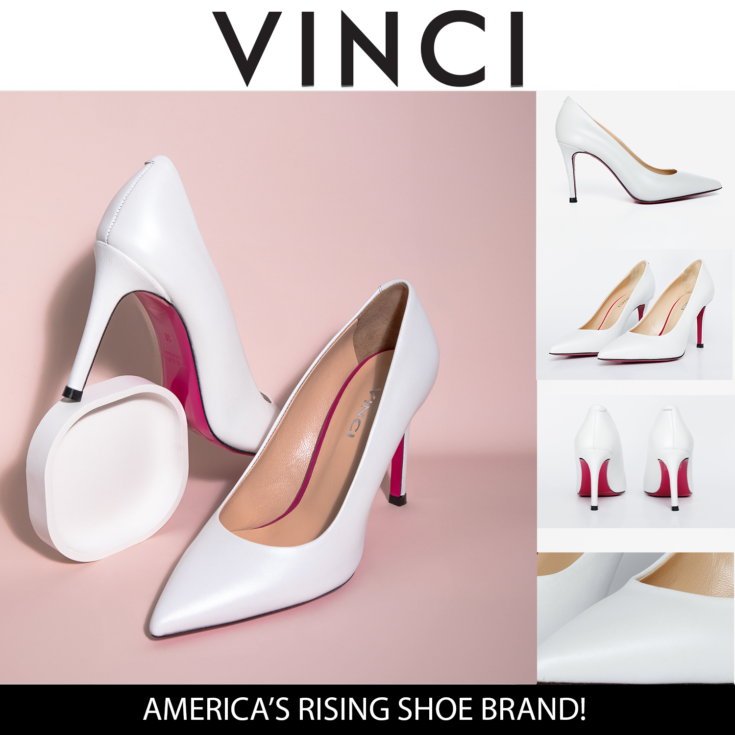 The Ege White Leather Pump Fuchsia Sole Shoe On Sale
