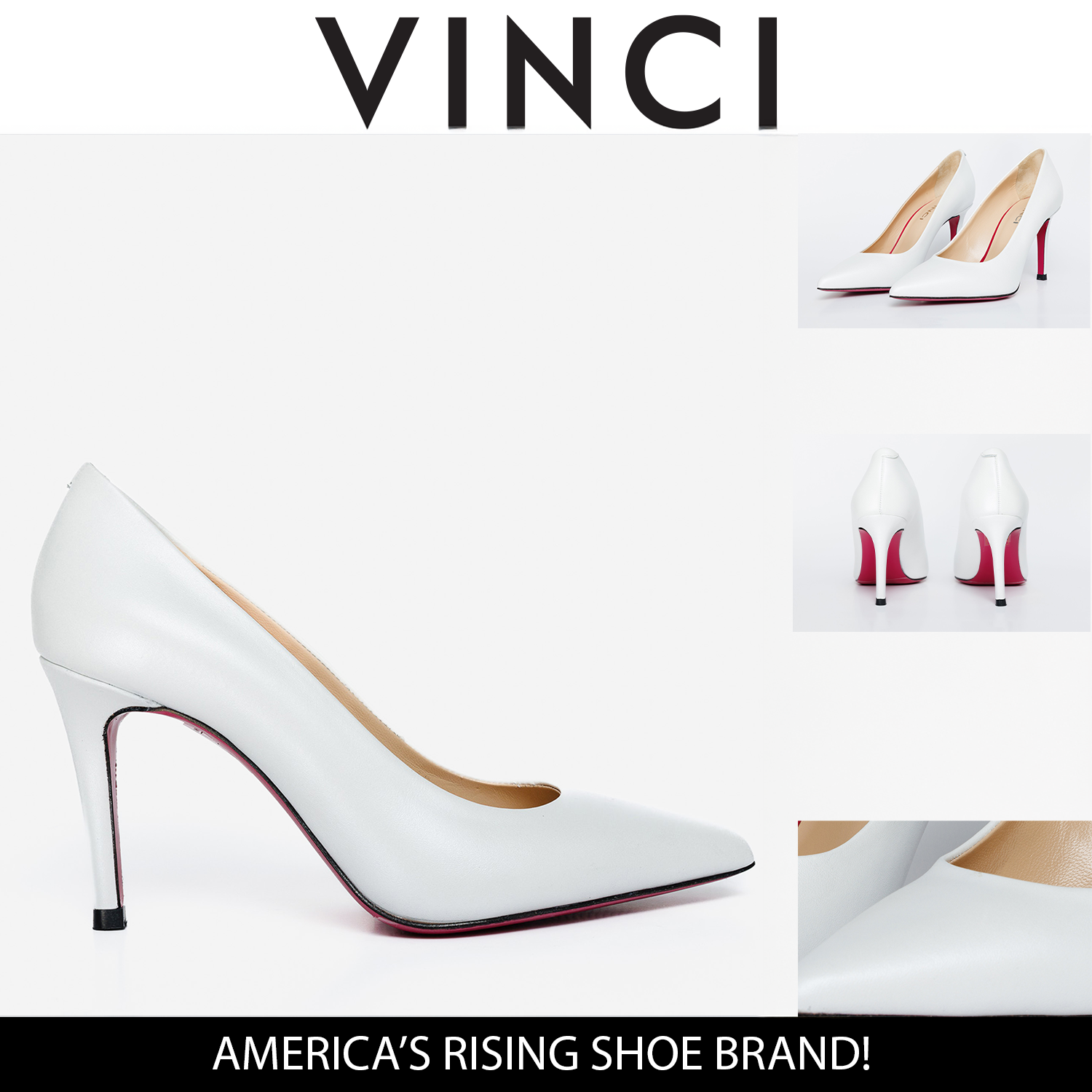 The Ege White Leather Pump Fuchsia Sole Shoe On Sale