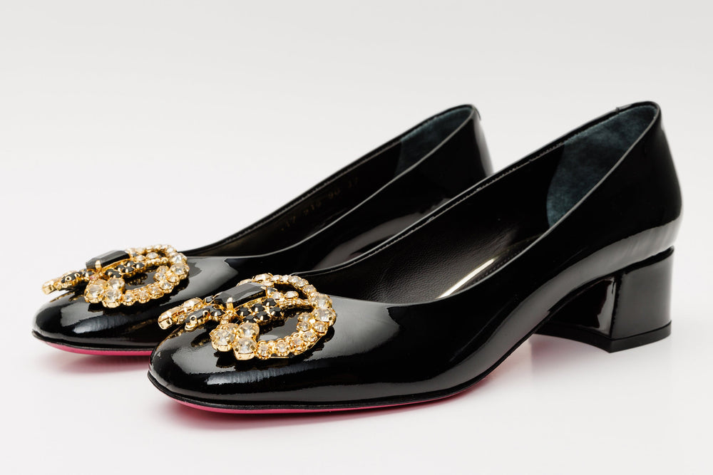 The Foggia Black Leather Block Heel Pump Shoe Fine Craftsmanship