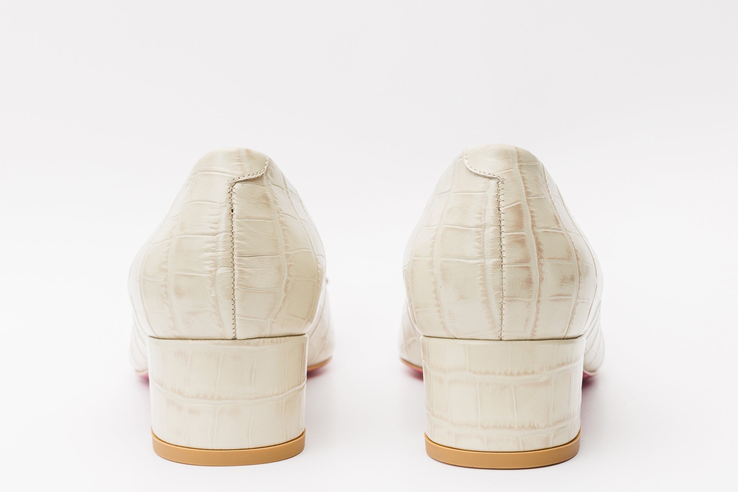 The Foggia Beige Leather Block Heel Pump Shoe Exclusive Style
