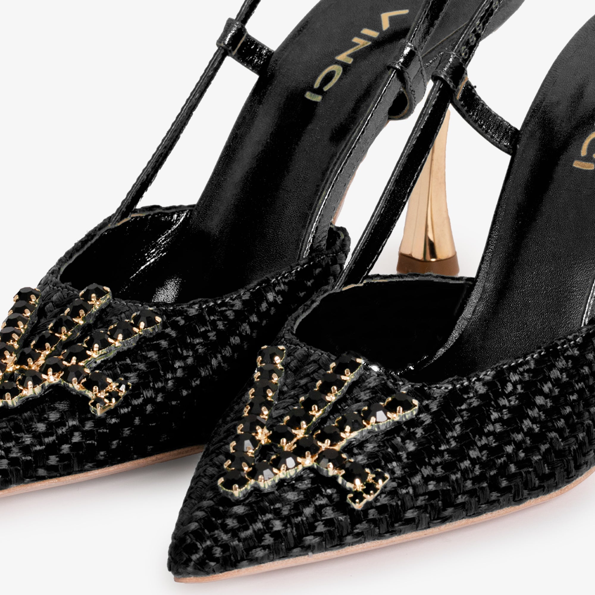 The Luna Black Leather Slingback Sandal Universal Fit