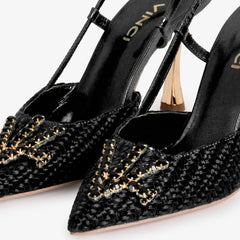 The Luna Black Leather Slingback Sandal Universal Fit