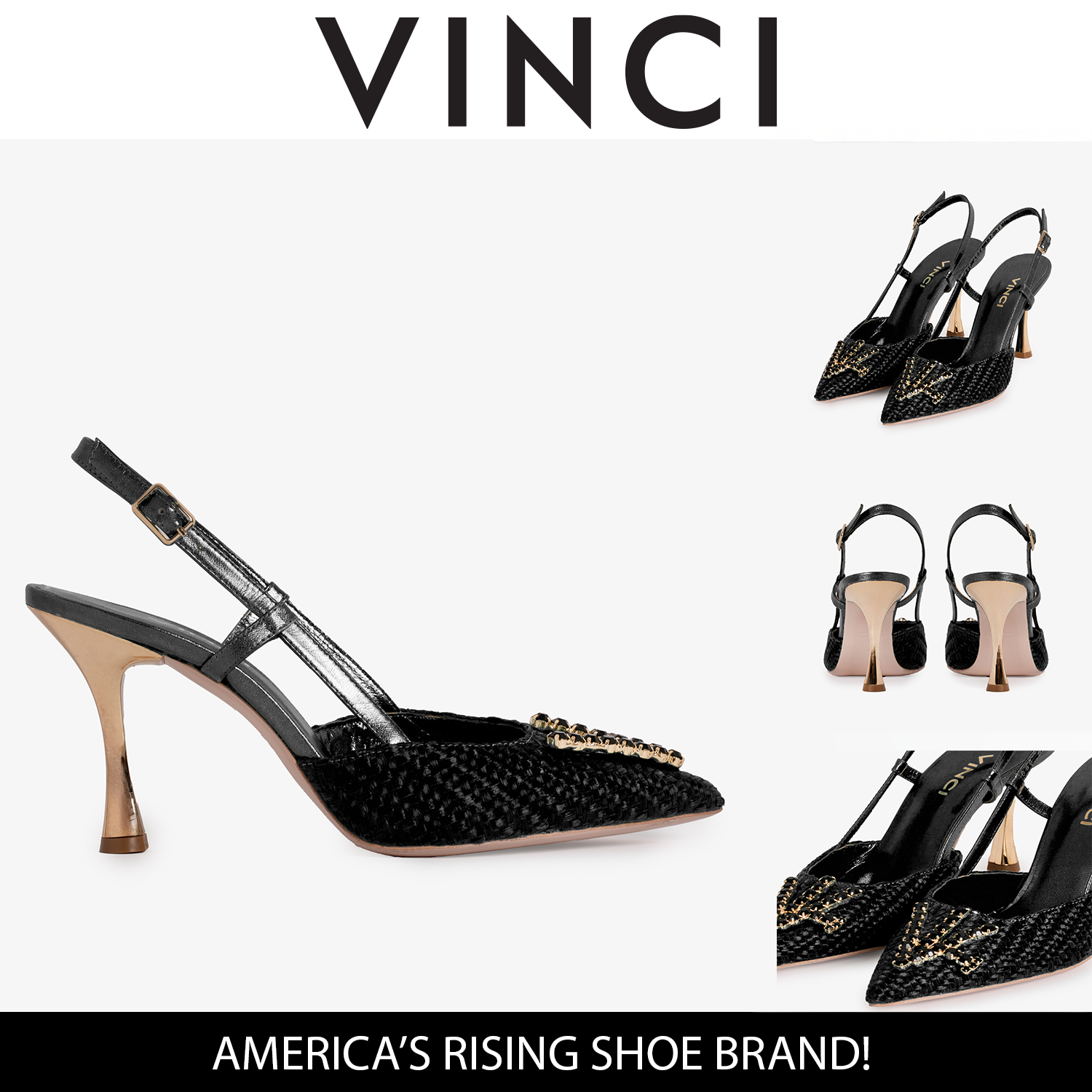 The Luna Black Leather Slingback Sandal Universal Fit