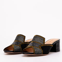 The Magnolia Black Glitter Leather Sandal Fine Craftsmanship