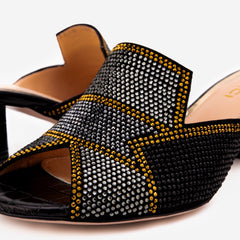 The Magnolia Black Glitter Leather Sandal Fine Craftsmanship