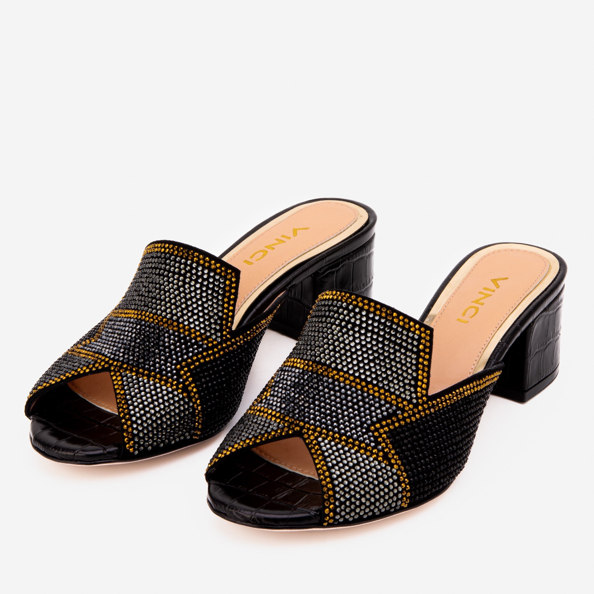 The Magnolia Black Glitter Leather Sandal Fine Craftsmanship