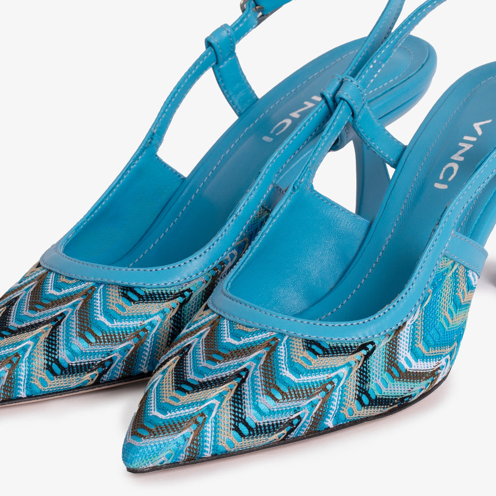 The Napoli Blue Leather Slingback Sandal Exclusive Style