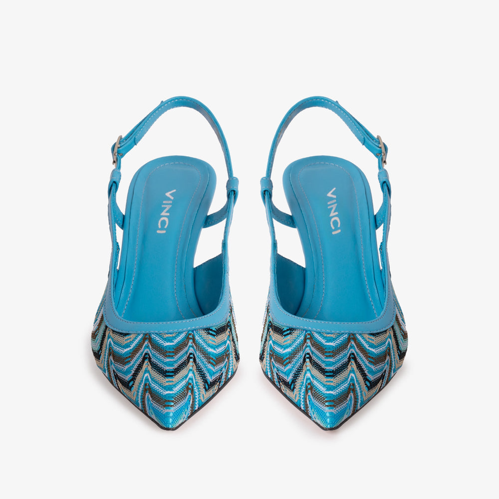 The Napoli Blue Leather Slingback Sandal Exclusive Style