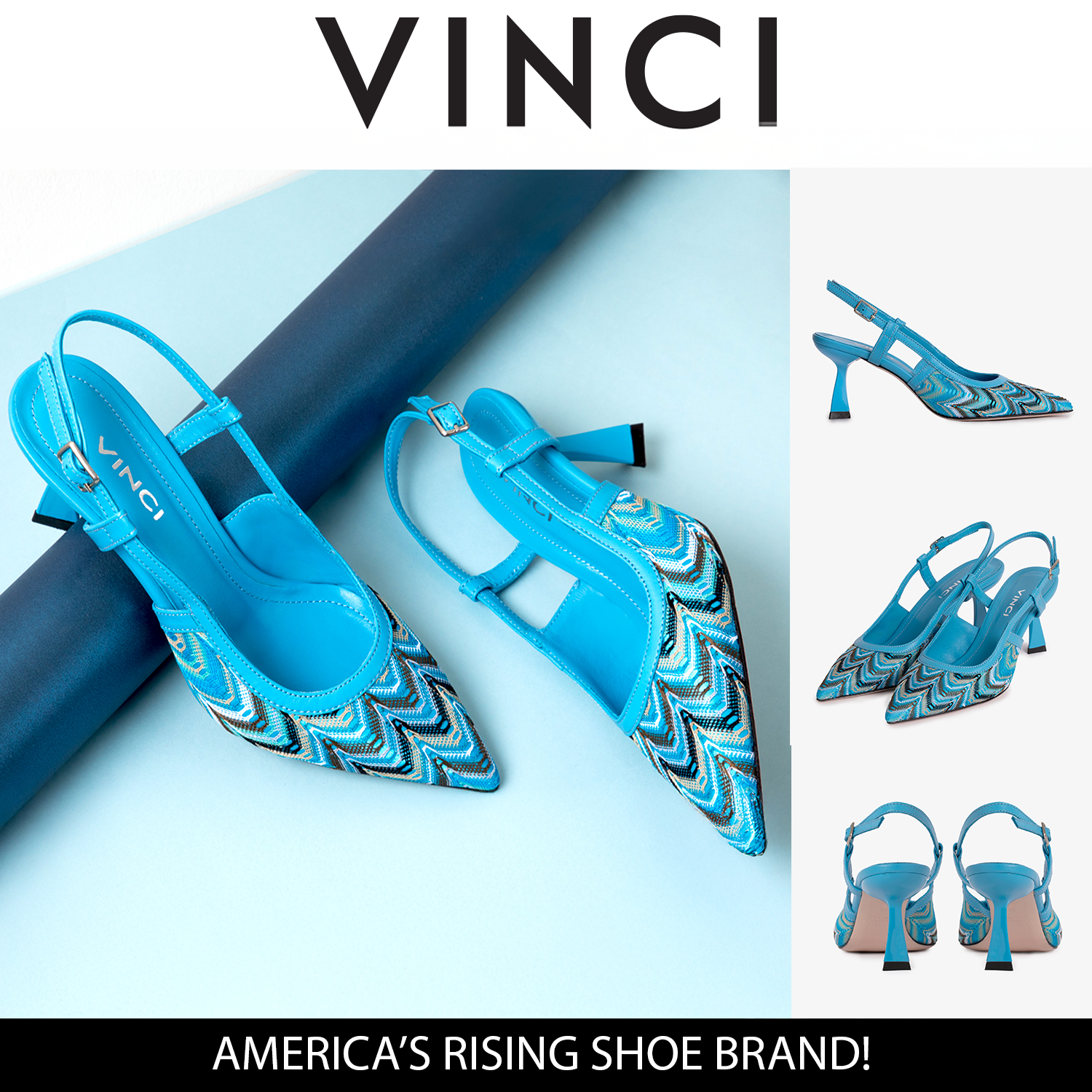 The Napoli Blue Leather Slingback Sandal Exclusive Style