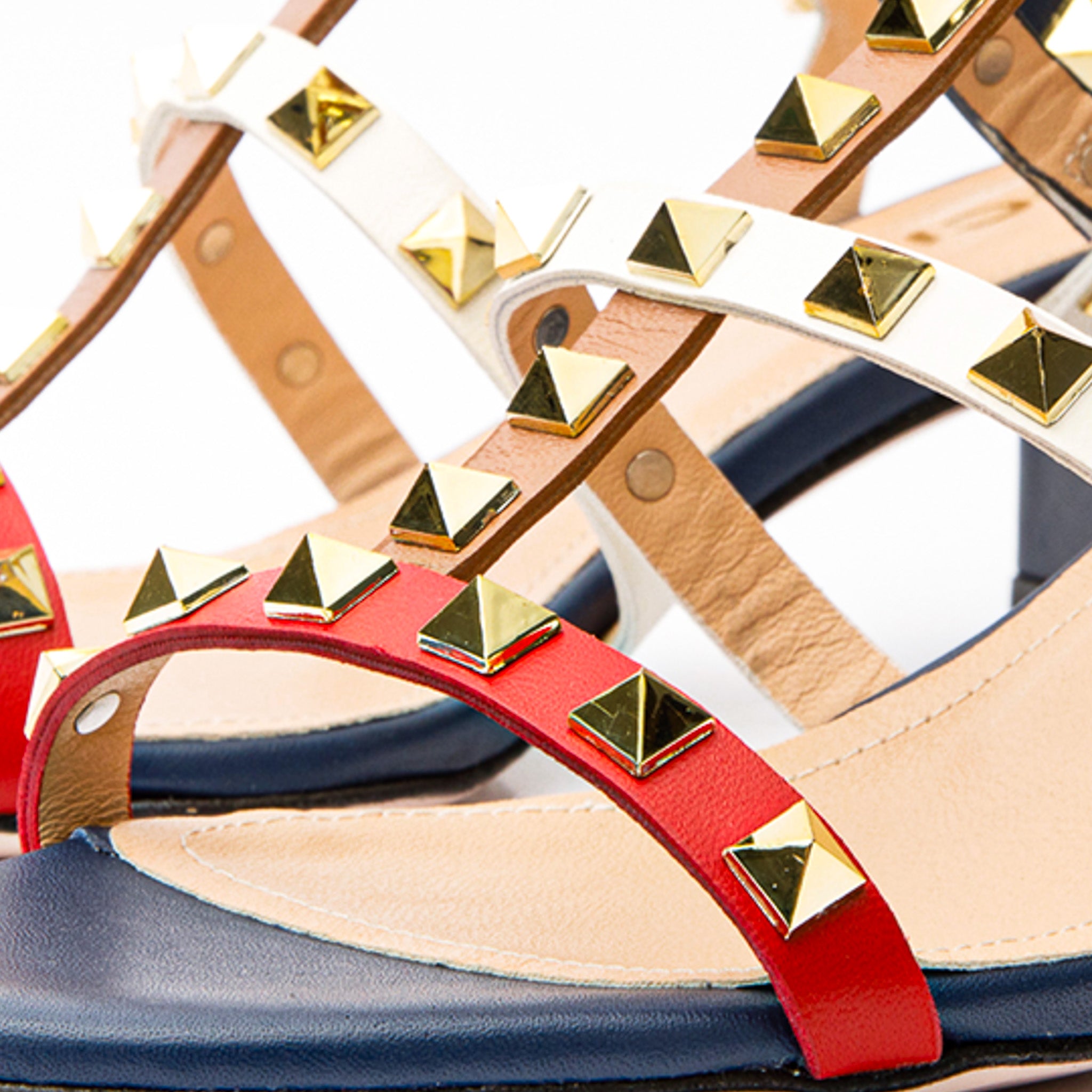 The Nejapa Multicolor Multi Strap Leather Sandal For Sale