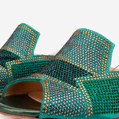 The Magnolia Green Glitter Leather Sandal Universal Fit