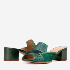 The Magnolia Green Glitter Leather Sandal Universal Fit