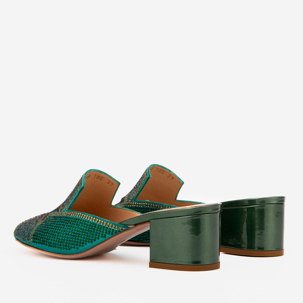 The Magnolia Green Glitter Leather Sandal Universal Fit