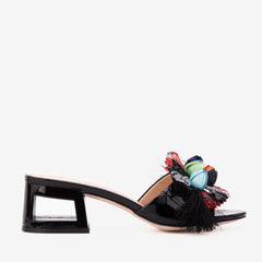 The Vigo Black Leather Block Heel Sandal Fine Craftsmanship