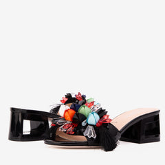 The Vigo Black Leather Block Heel Sandal Fine Craftsmanship