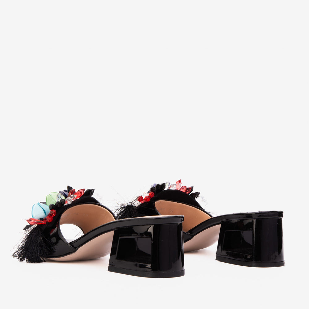The Vigo Black Leather Block Heel Sandal Fine Craftsmanship