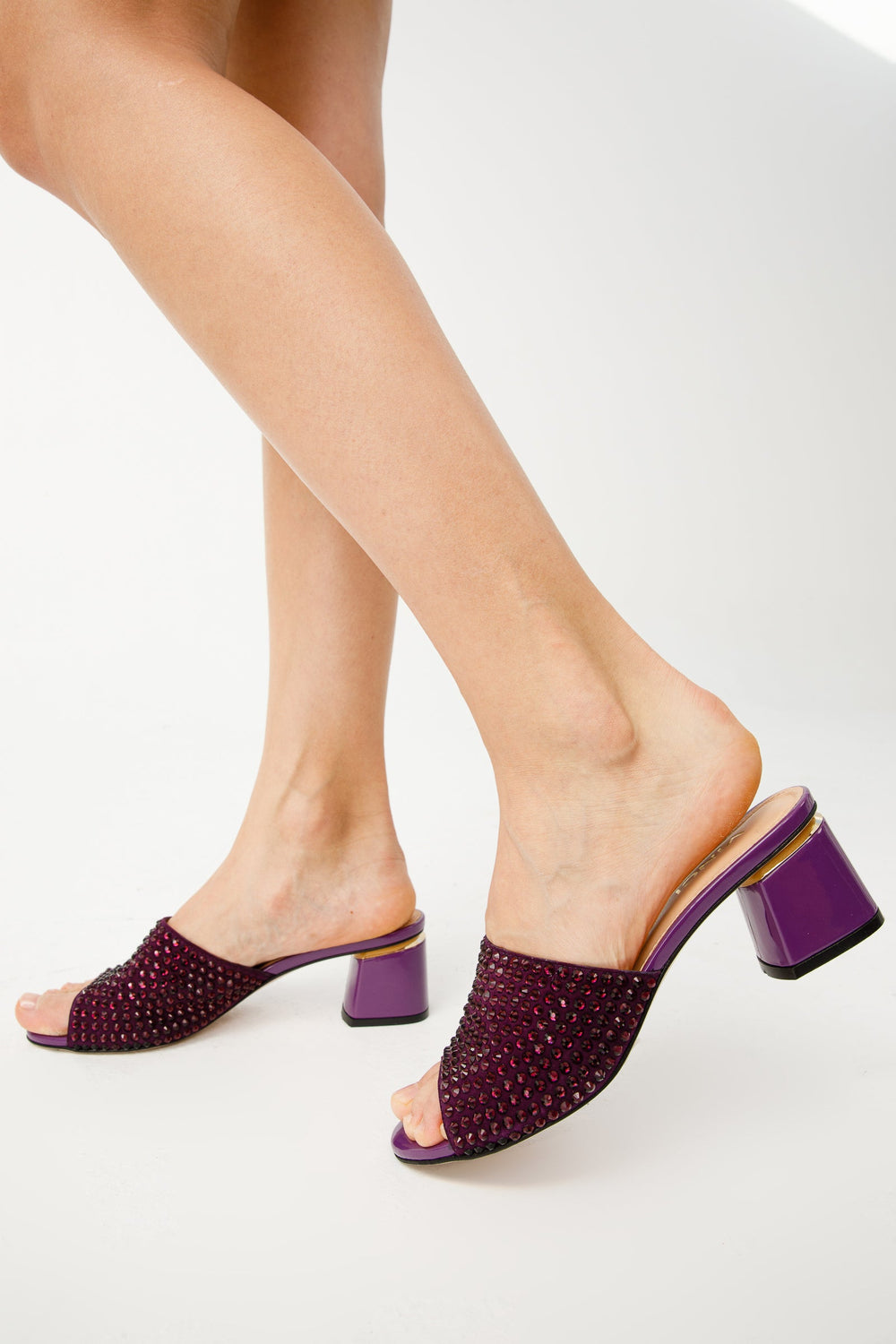The Ailano Purple Glitter Leather Sandal On Sale