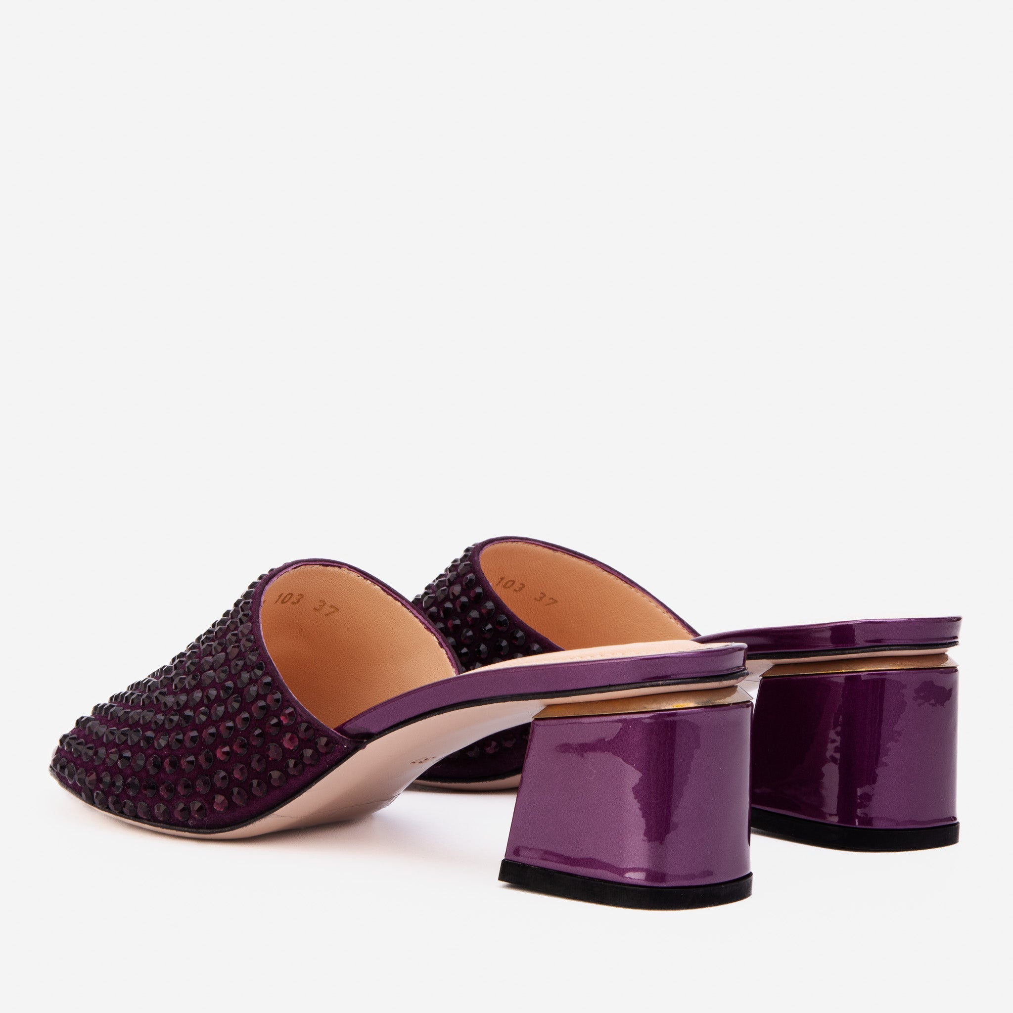 The Ailano Purple Glitter Leather Sandal On Sale