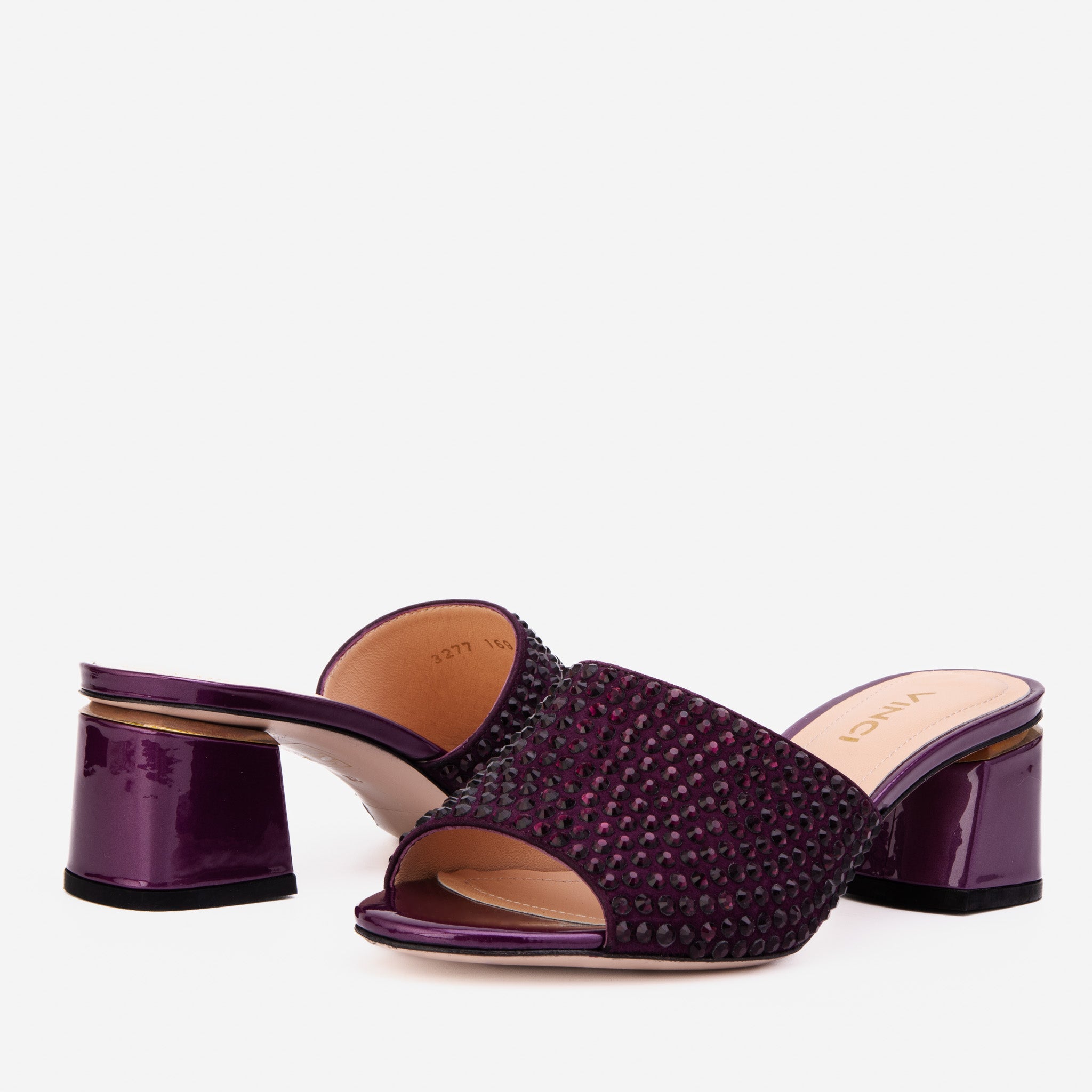 The Ailano Purple Glitter Leather Sandal On Sale
