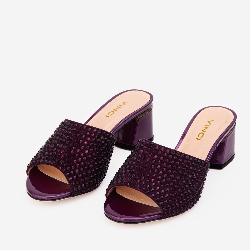 The Ailano Purple Glitter Leather Sandal On Sale
