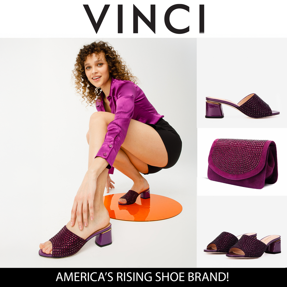 The Ailano Purple Glitter Leather Sandal On Sale