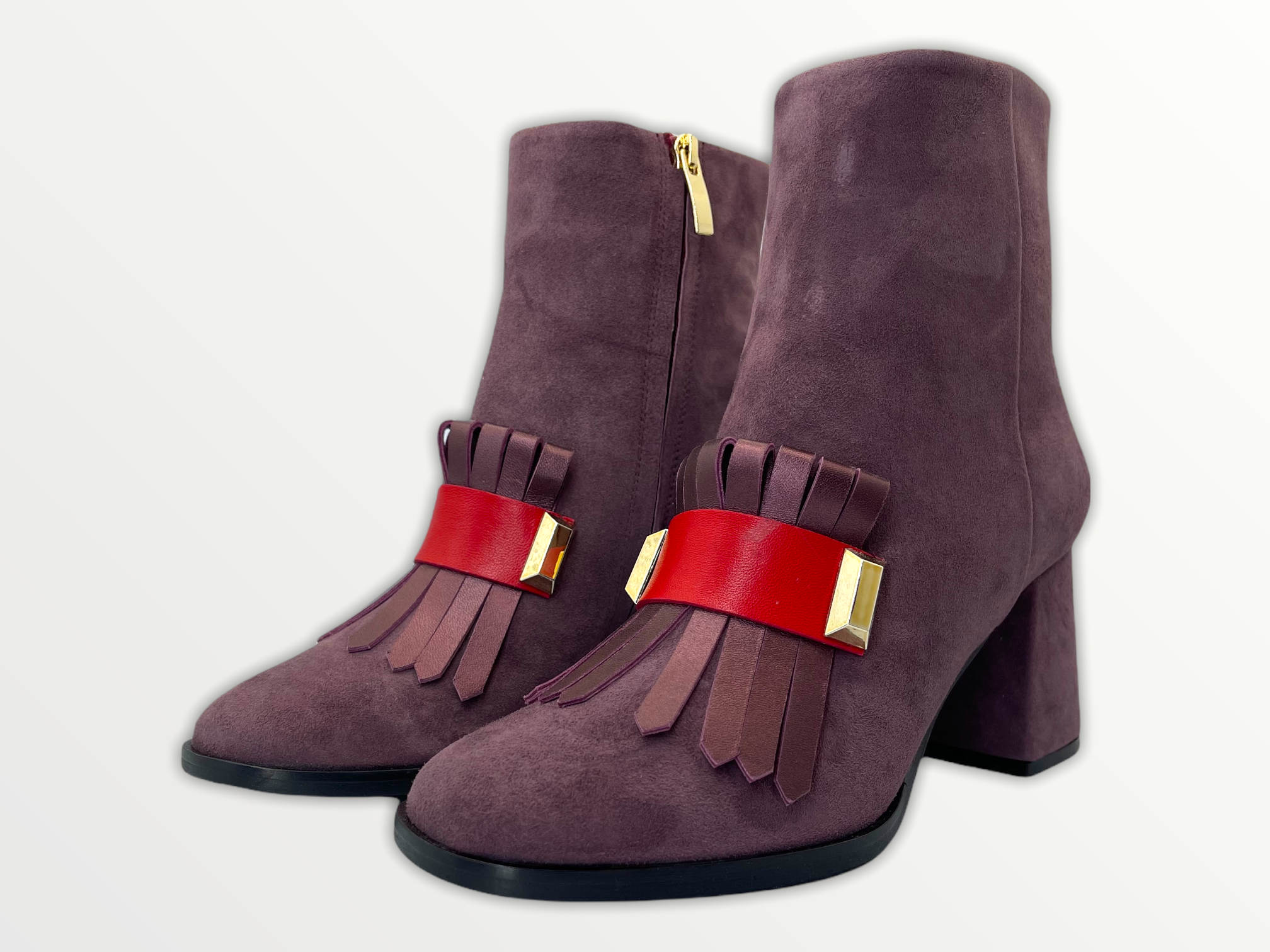 The Luksor Rose Suede Leather Block Heel Boot Fine Craftsmanship