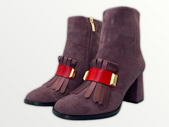 The Luksor Rose Suede Leather Block Heel Boot Fine Craftsmanship