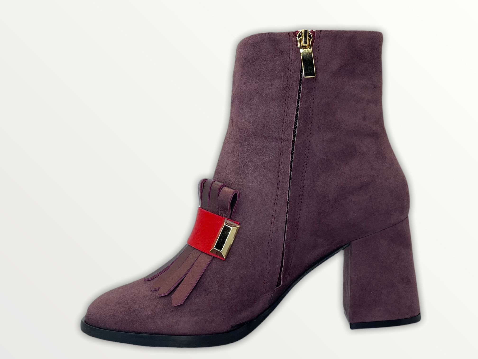 The Luksor Rose Suede Leather Block Heel Boot Fine Craftsmanship