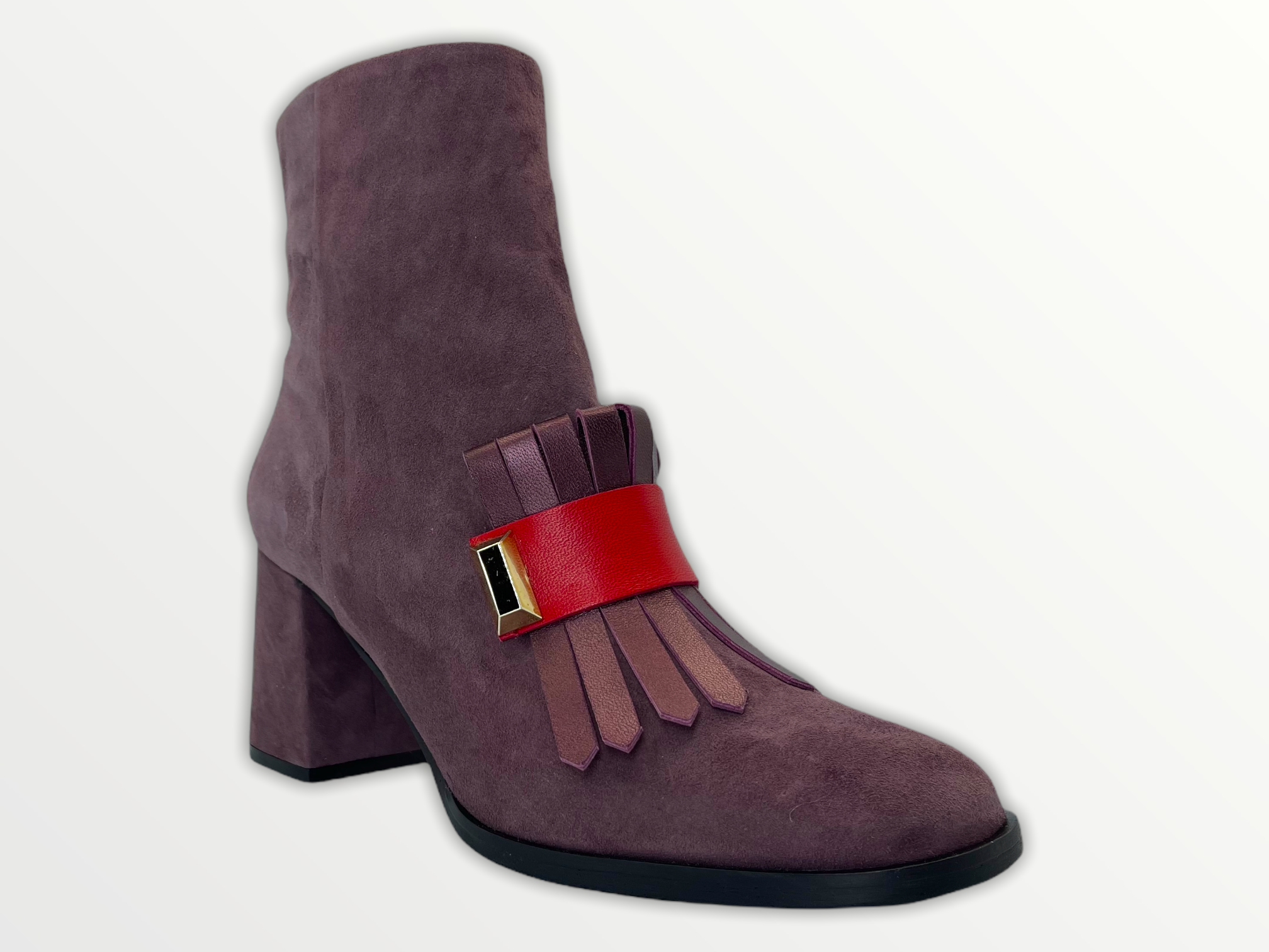 The Luksor Rose Suede Leather Block Heel Boot Fine Craftsmanship