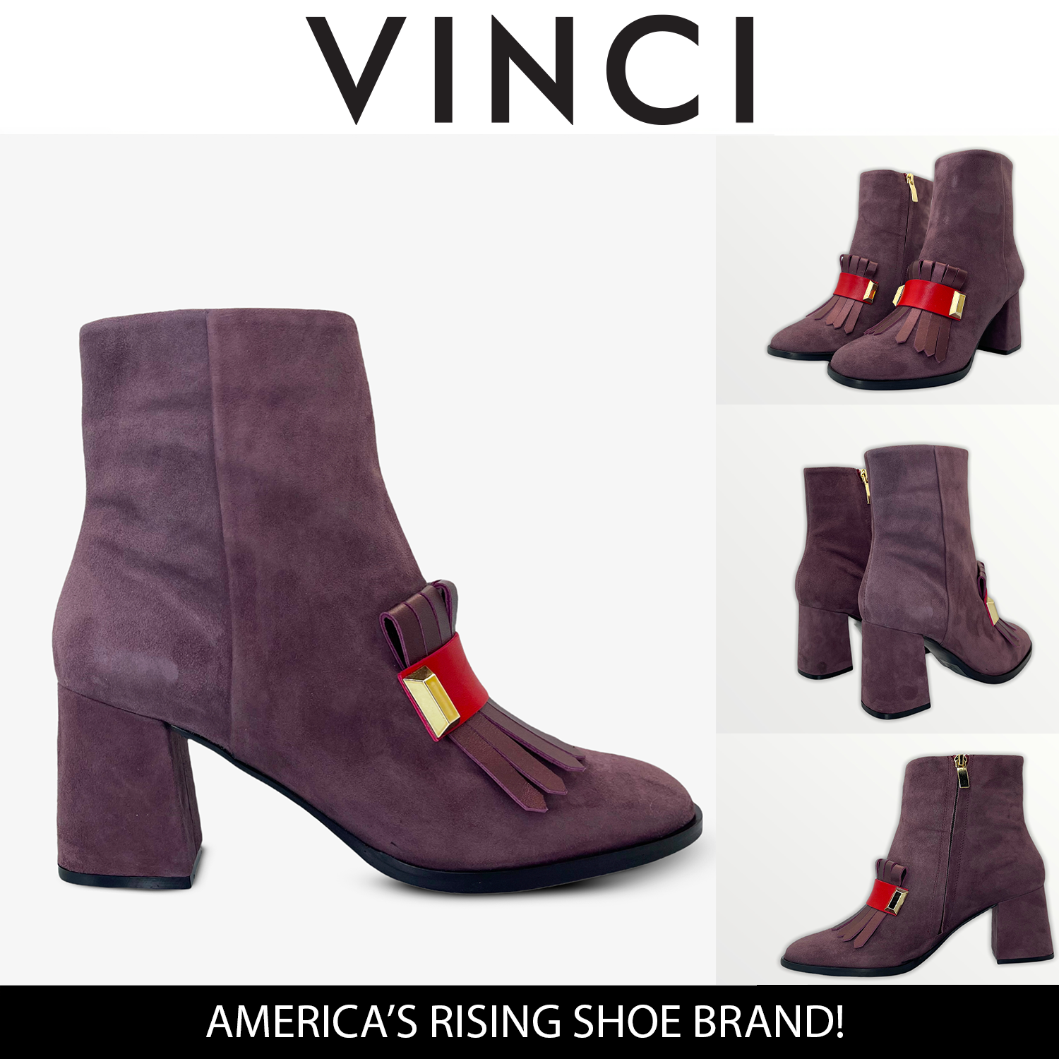 The Luksor Rose Suede Leather Block Heel Boot Fine Craftsmanship