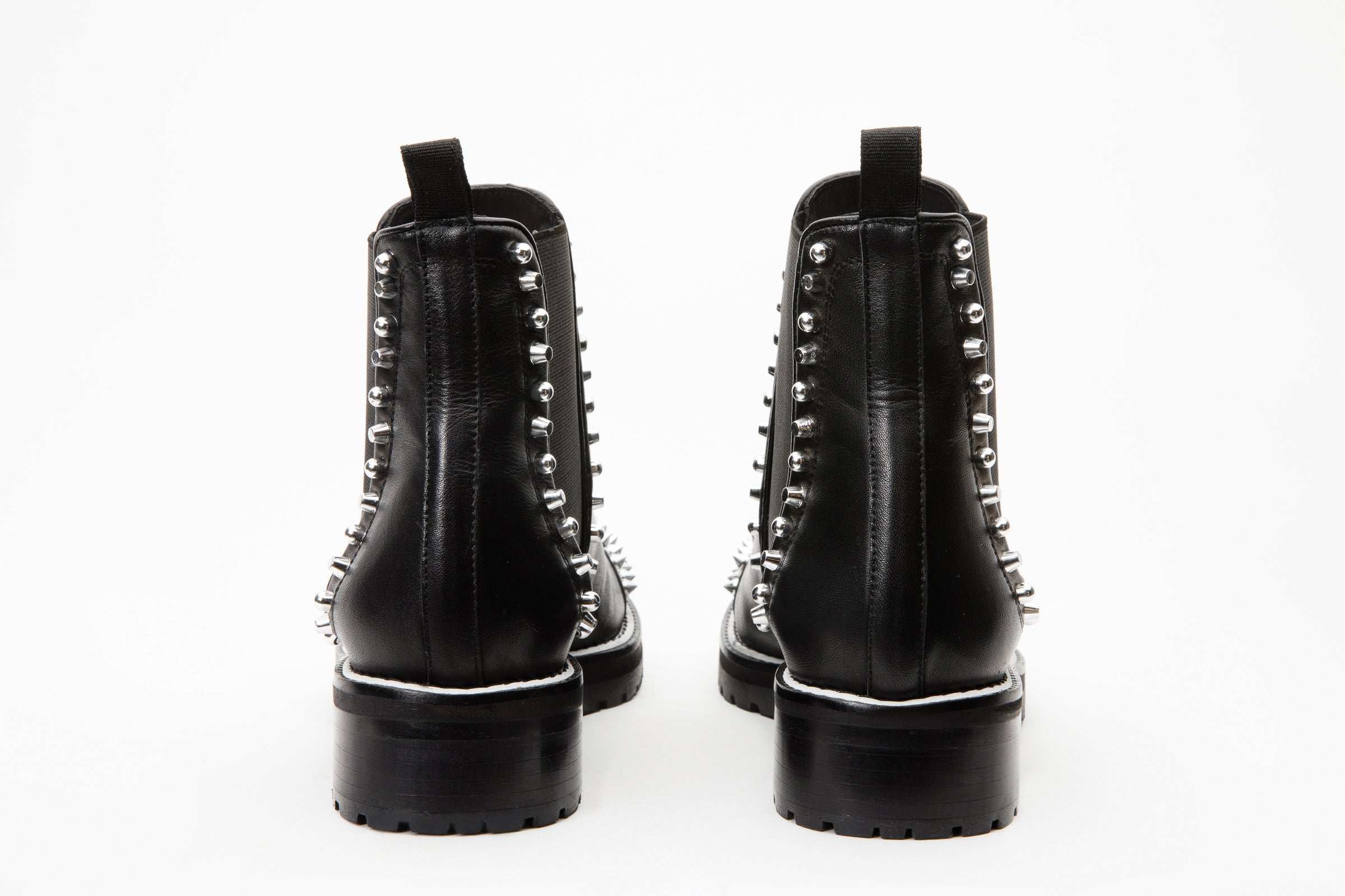 The Vuvulane Black Spike Leather Ankle Boot On Sale