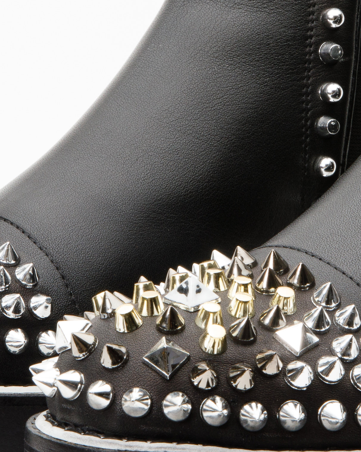 The Vuvulane Black Spike Leather Ankle Boot On Sale