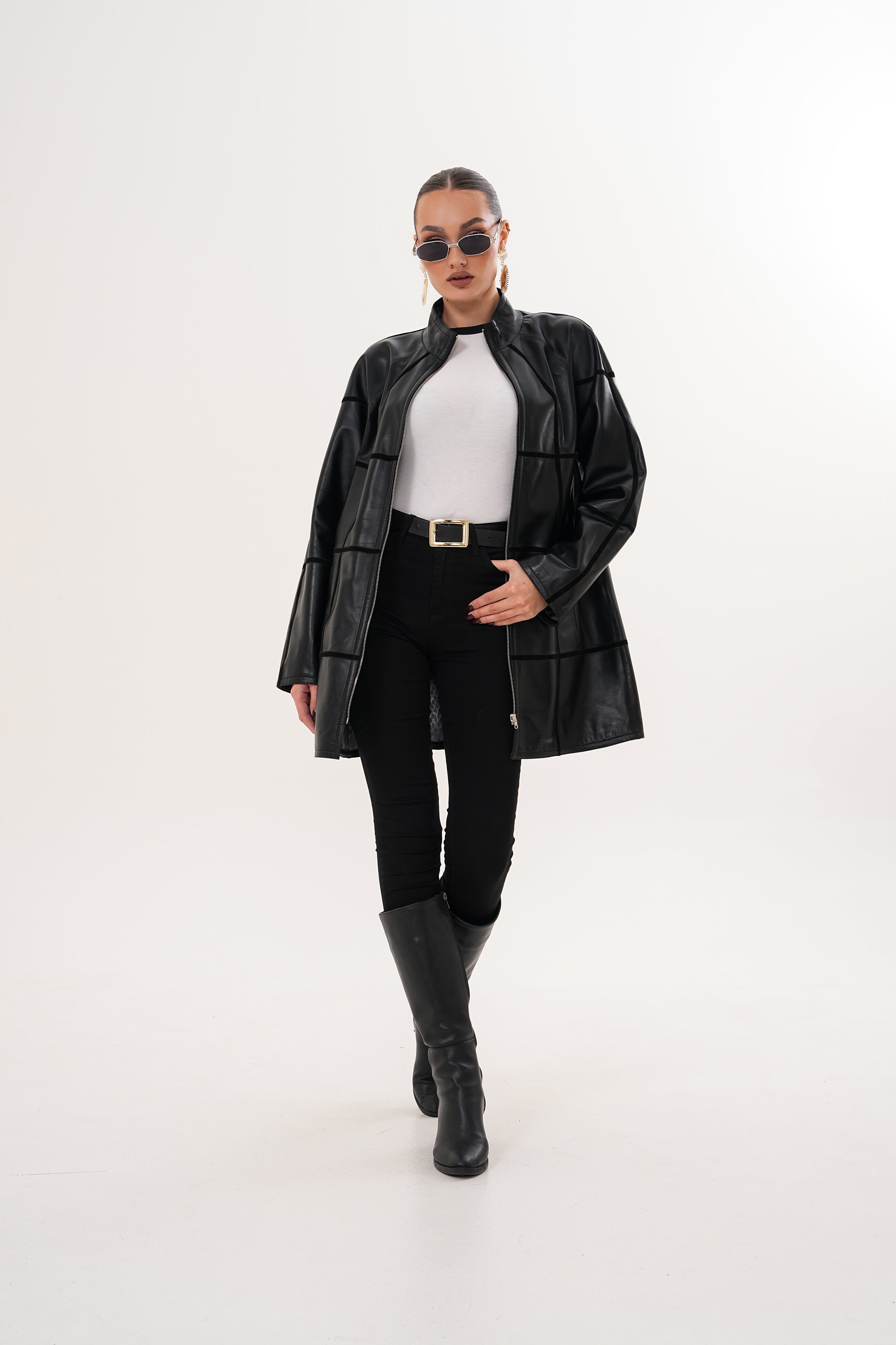 The Prado Reversible Black Leather Leather Jacket For Sale