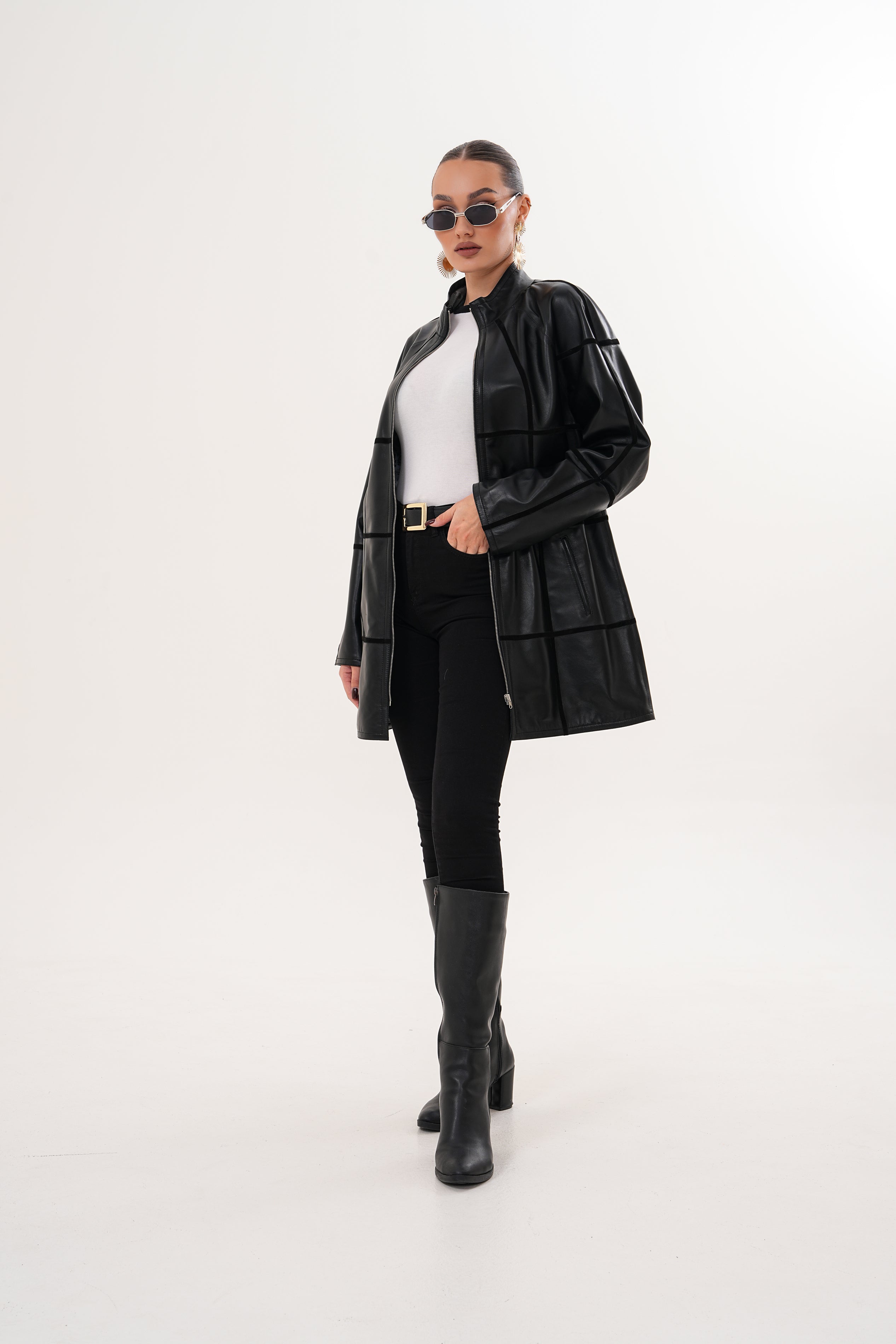 The Prado Reversible Black Leather Leather Jacket For Sale